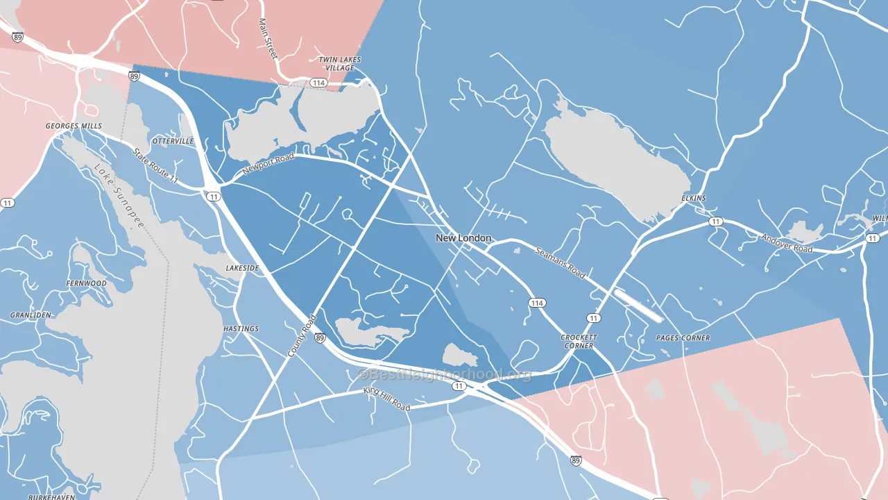 03257, NH block-group political-lean map