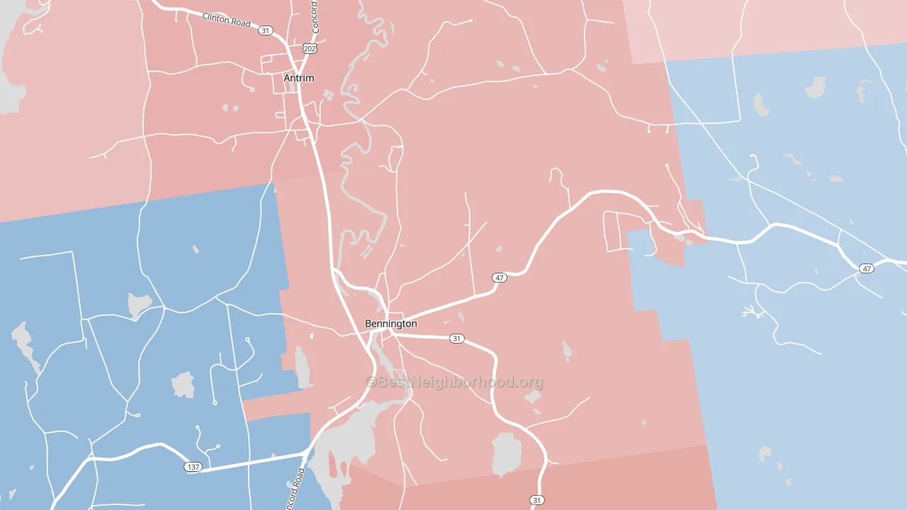 03442, NH block-group political-lean map