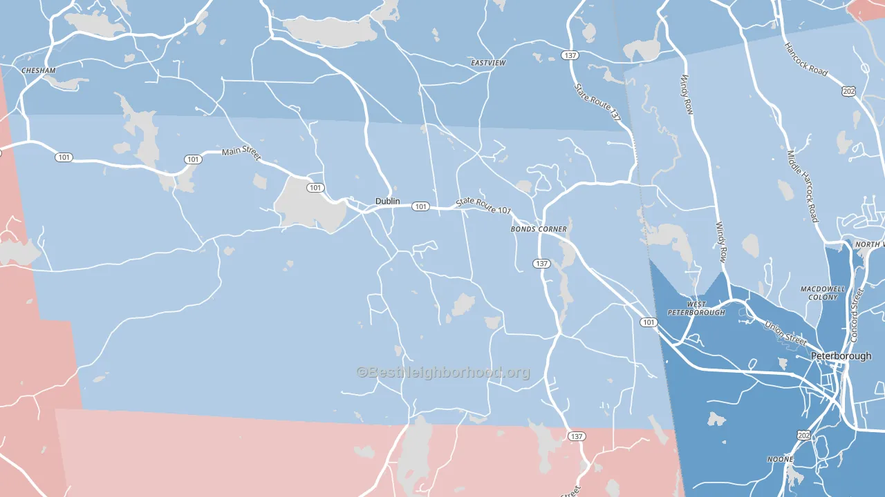 03444, NH block-group political-lean map