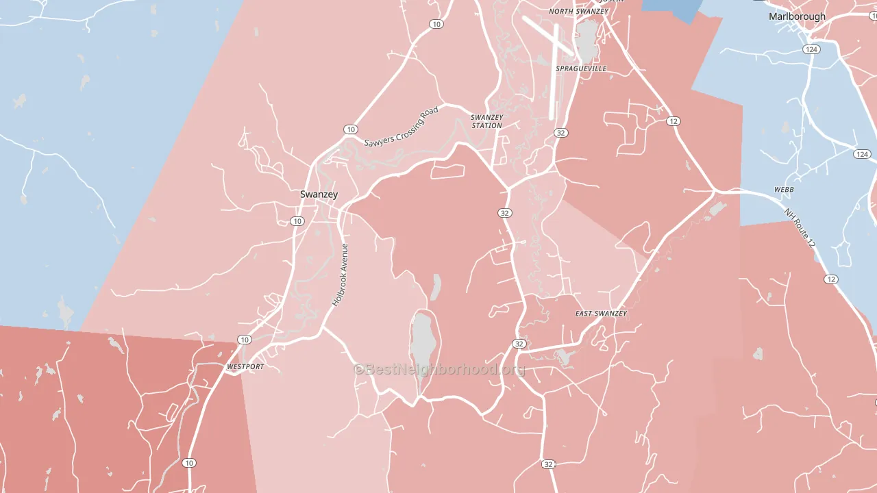 03446, NH block-group political-lean map