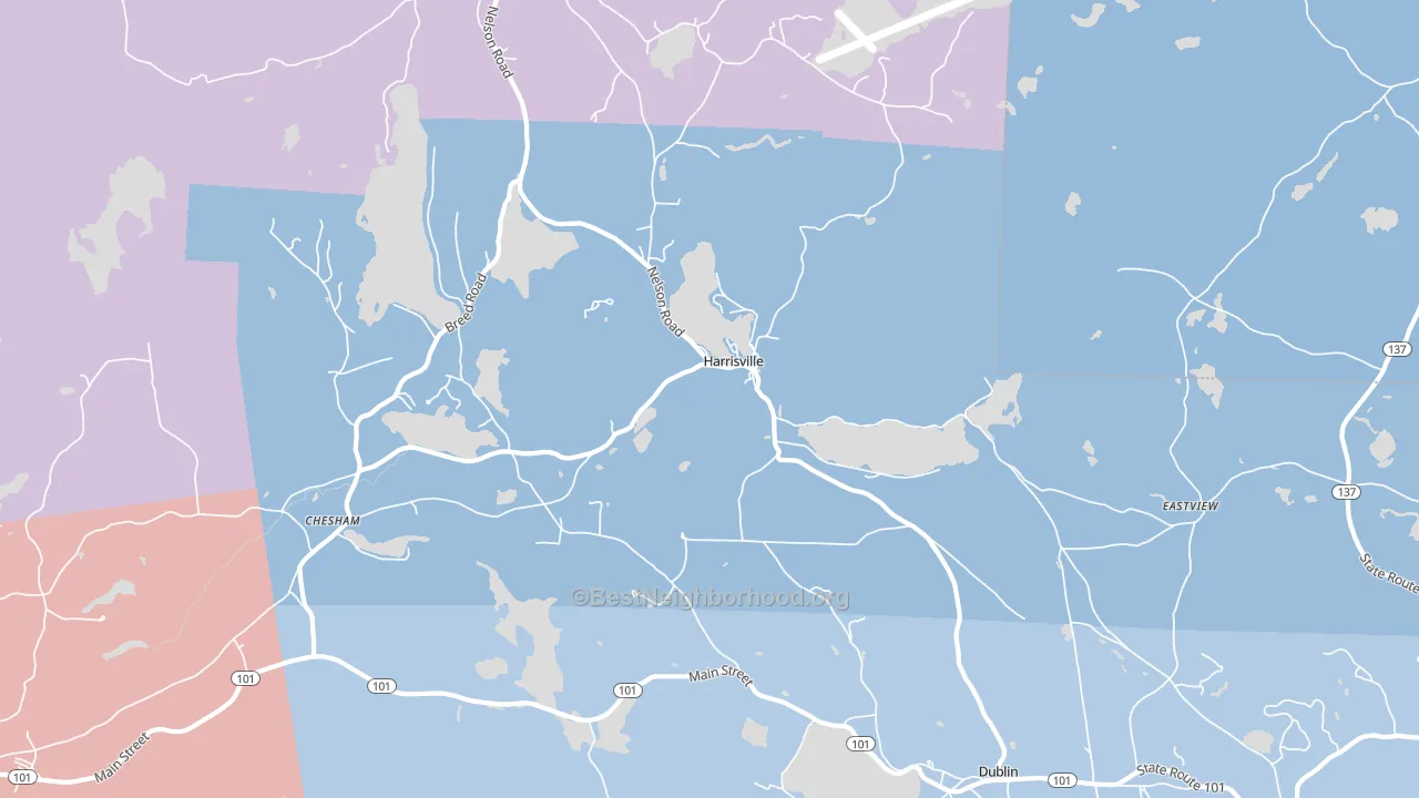03450, NH block-group political-lean map