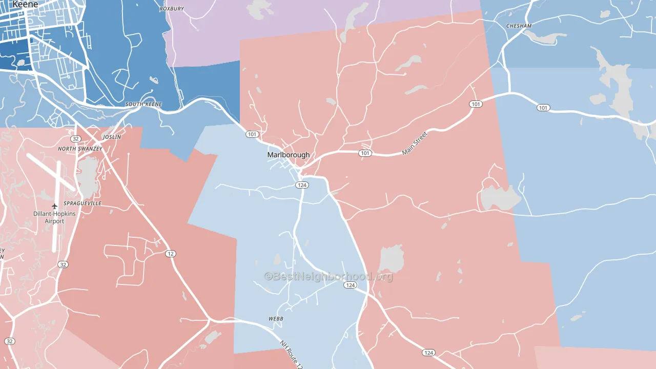 03455, NH block-group political-lean map