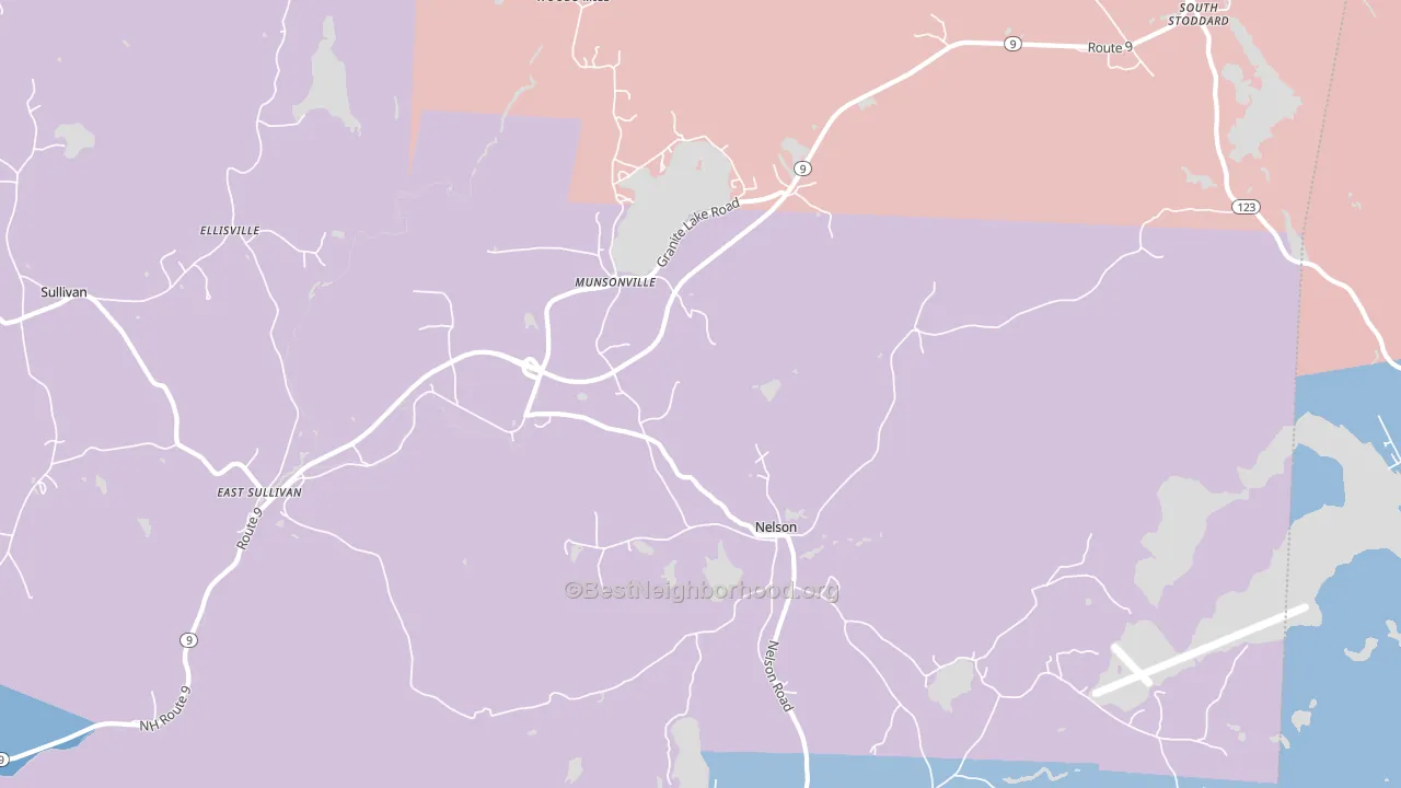 03457, NH block-group political-lean map