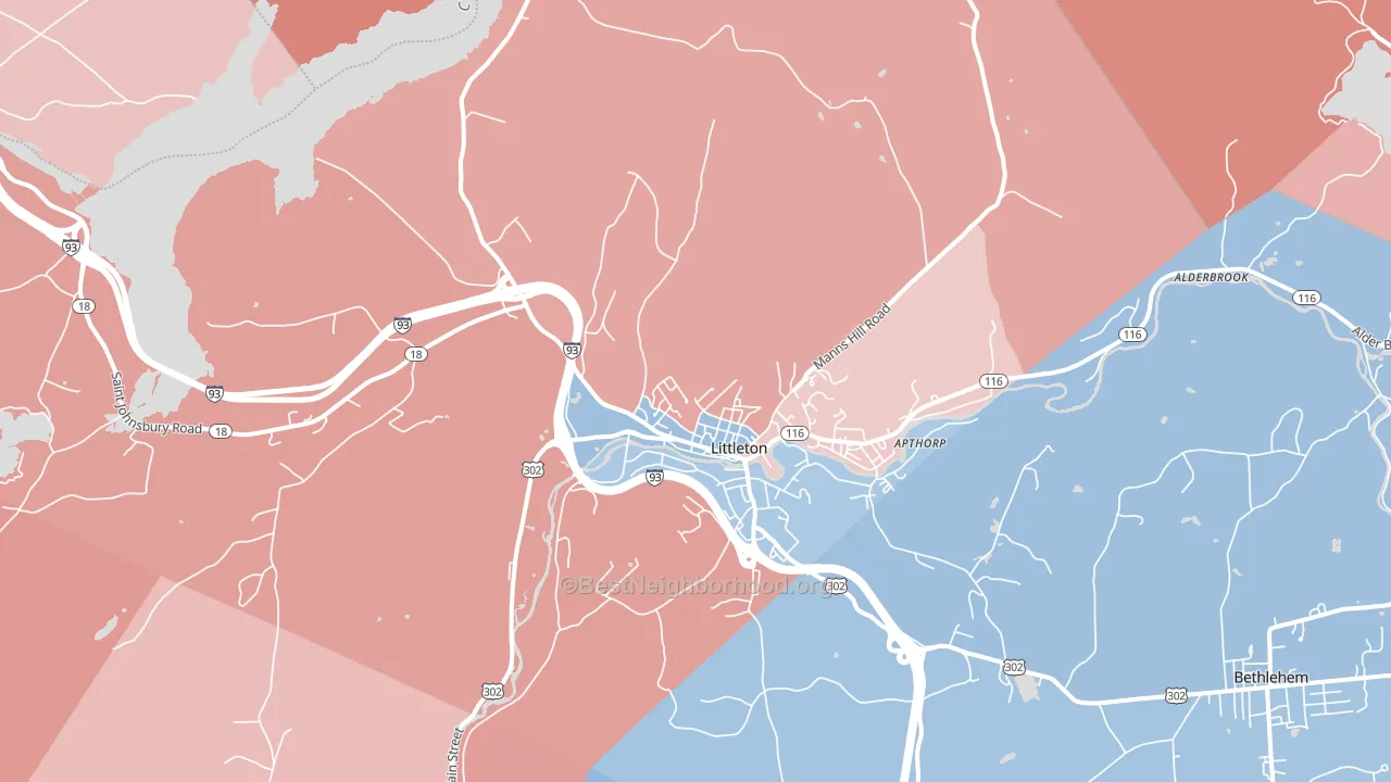 03561, NH block-group political-lean map