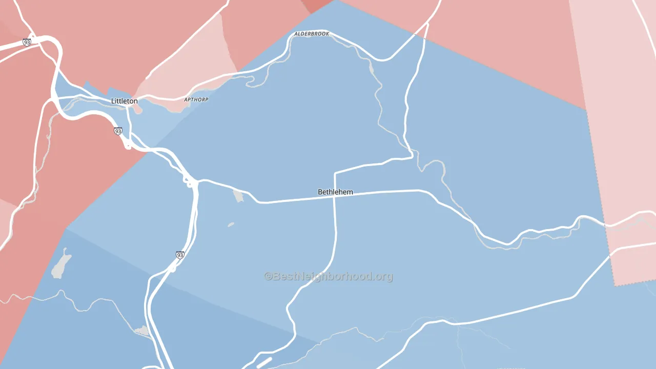03574, NH block-group political-lean map
