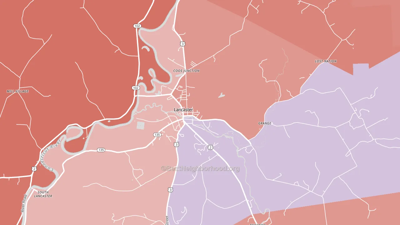 03584, NH block-group political-lean map