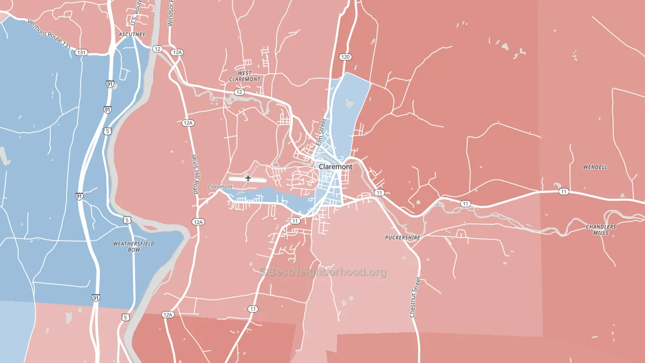 03743, NH block-group political-lean map