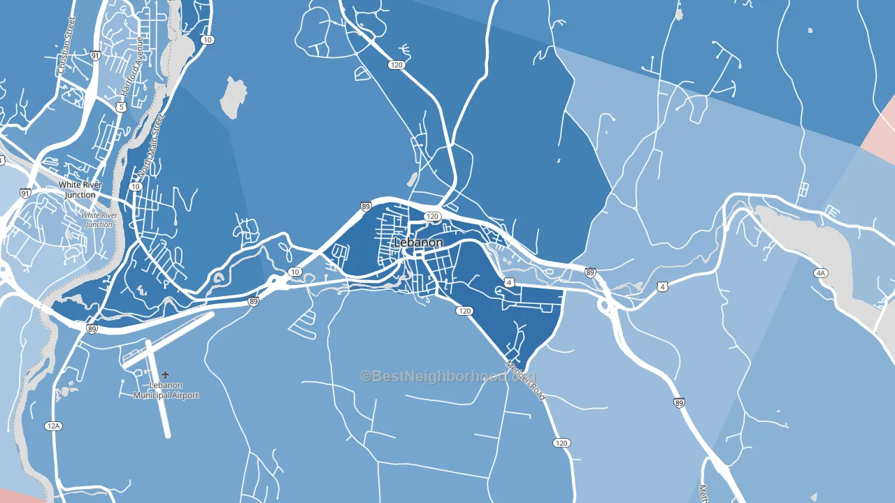03766, NH block-group political-lean map