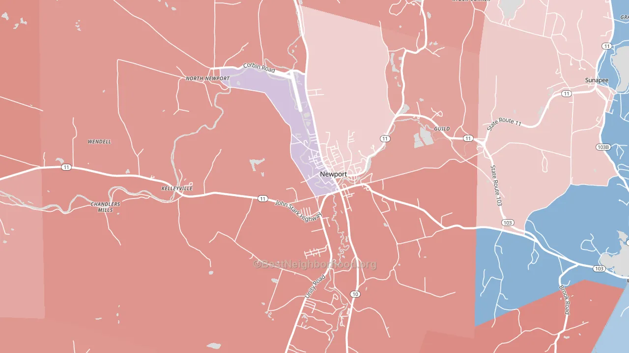 03773, NH block-group political-lean map