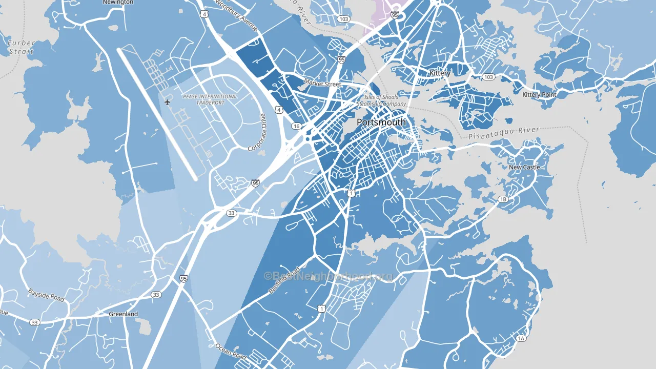 03801, NH block-group political-lean map