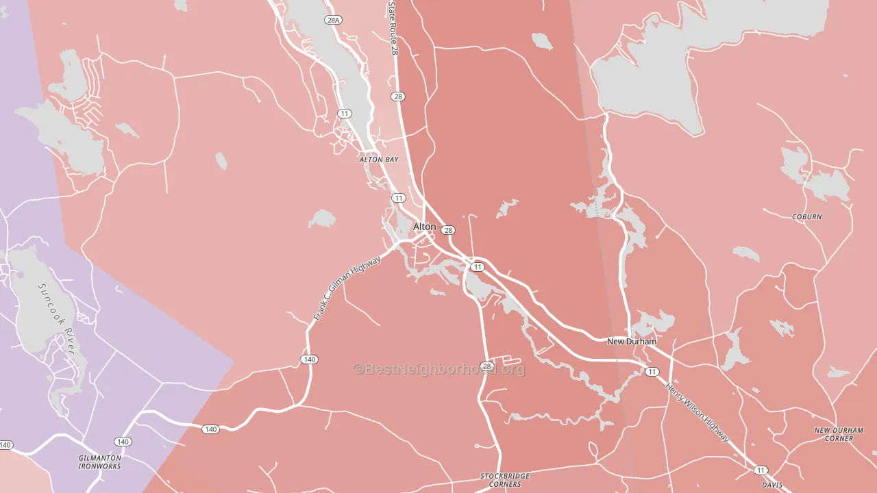 03809, NH block-group political-lean map