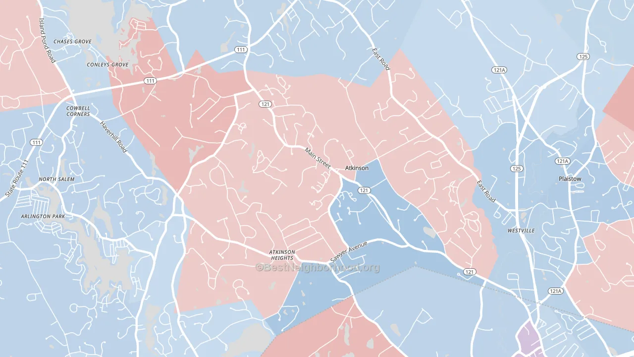 03811, NH block-group political-lean map