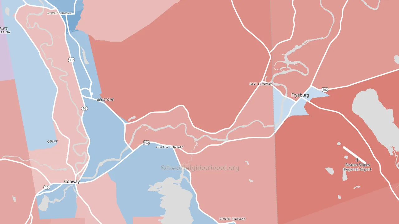 03813, NH block-group political-lean map