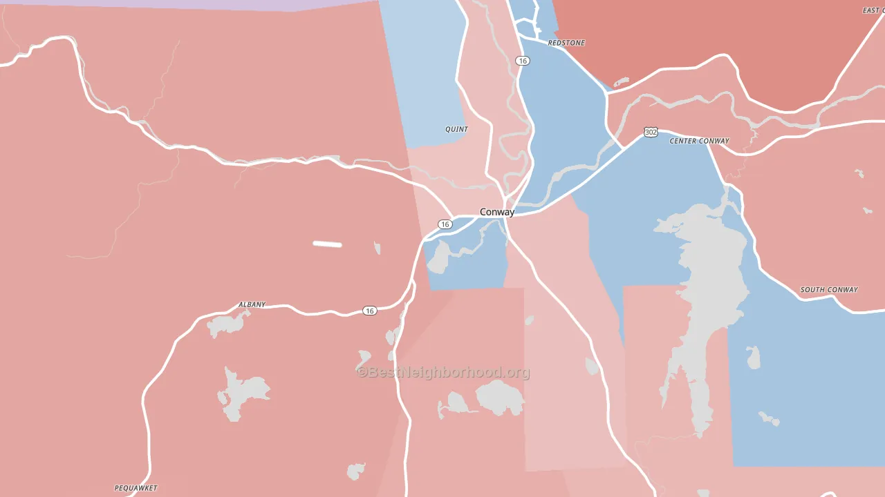 03818, NH block-group political-lean map