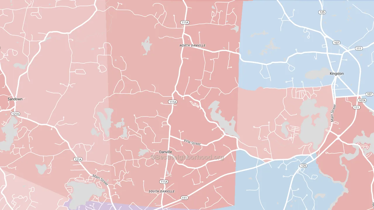 03819, NH block-group political-lean map