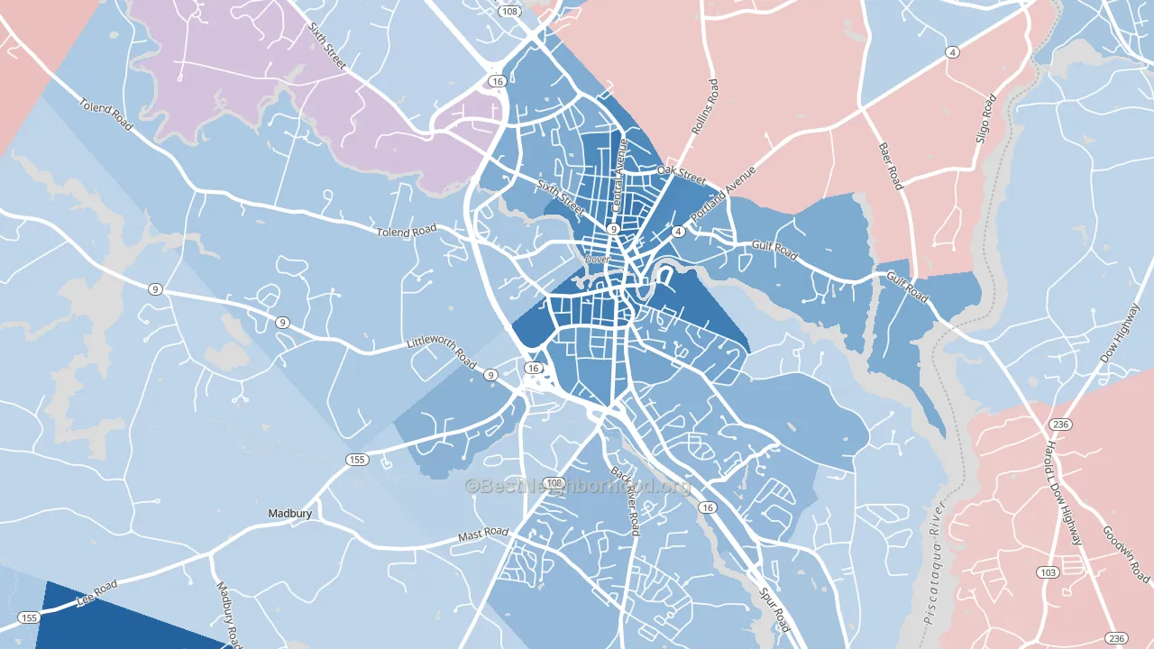 03820, NH block-group political-lean map