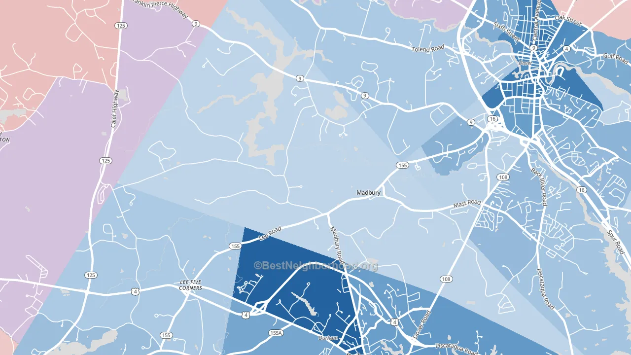 03823, NH block-group political-lean map
