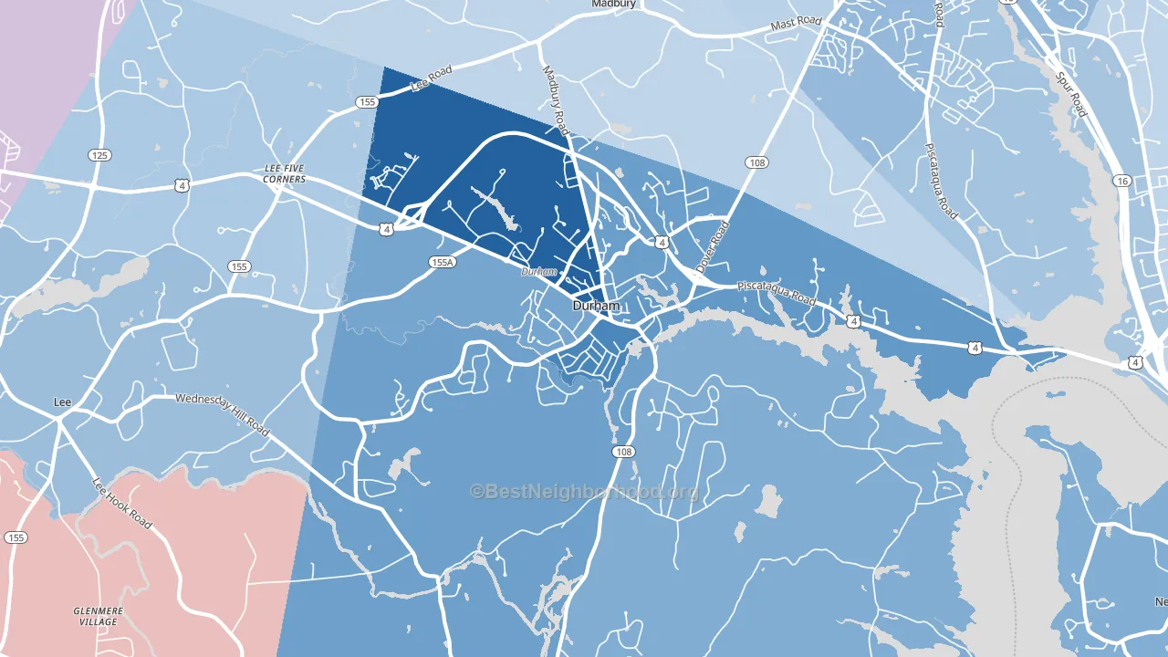 03824, NH block-group political-lean map