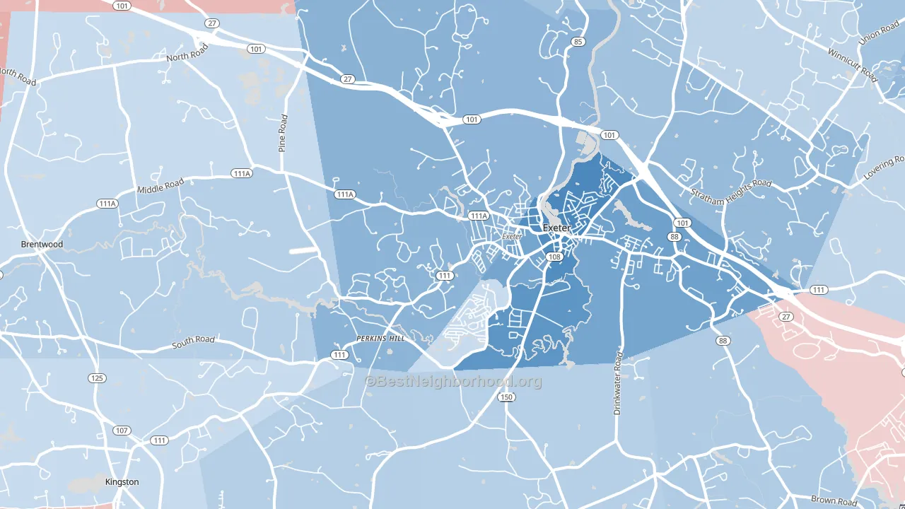 03833, NH block-group political-lean map