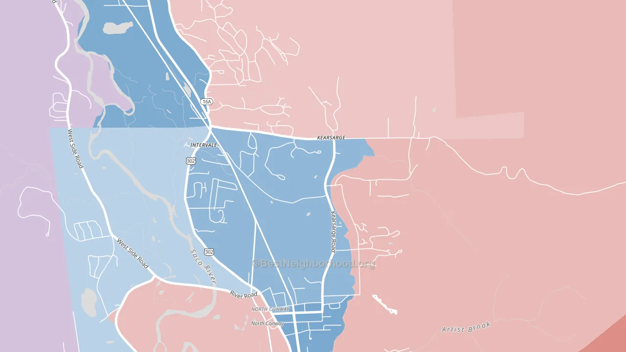 03847, NH block-group political-lean map