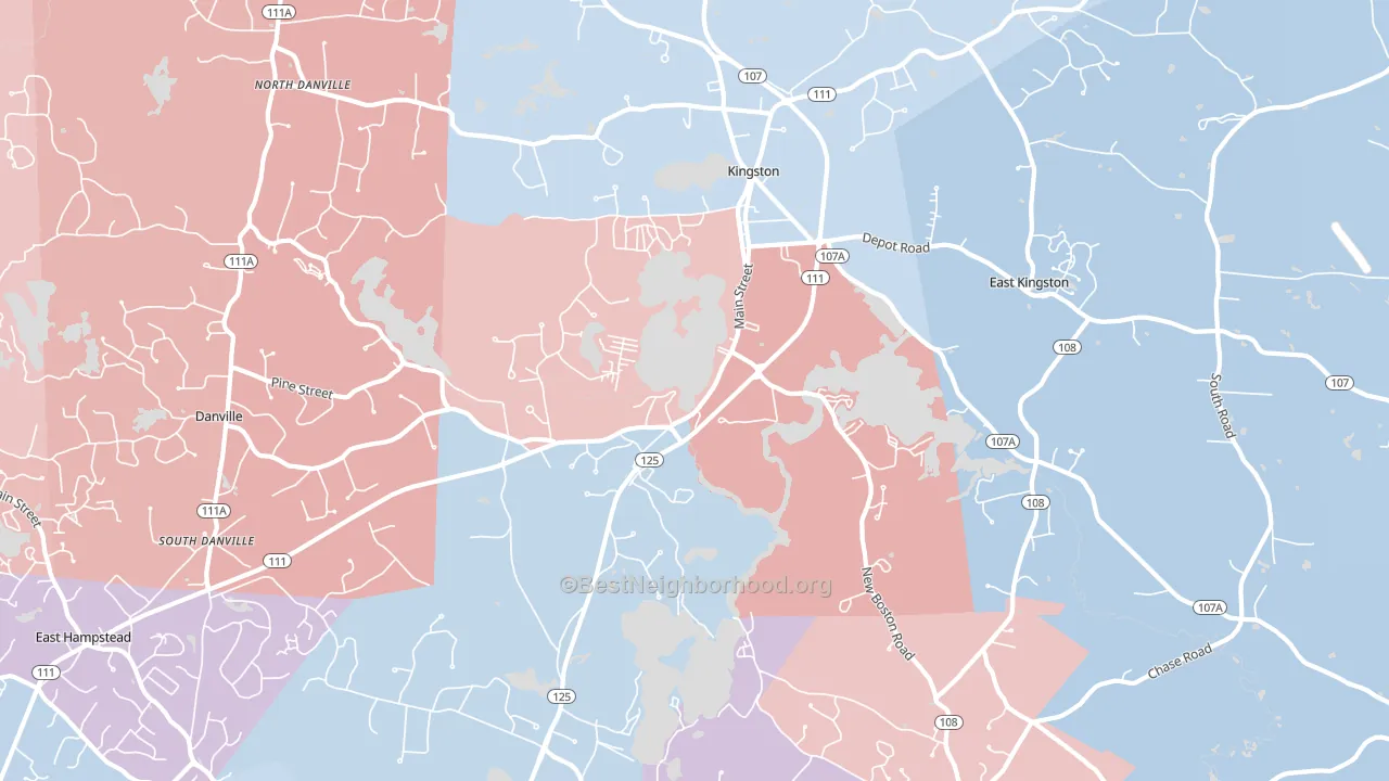 03848, NH block-group political-lean map