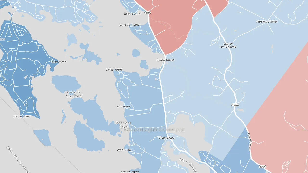 03853, NH block-group political-lean map