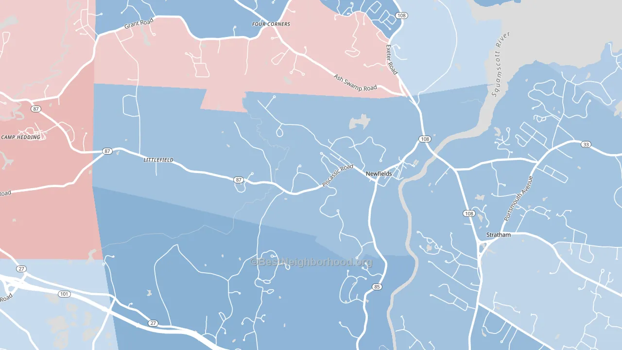 03856, NH block-group political-lean map