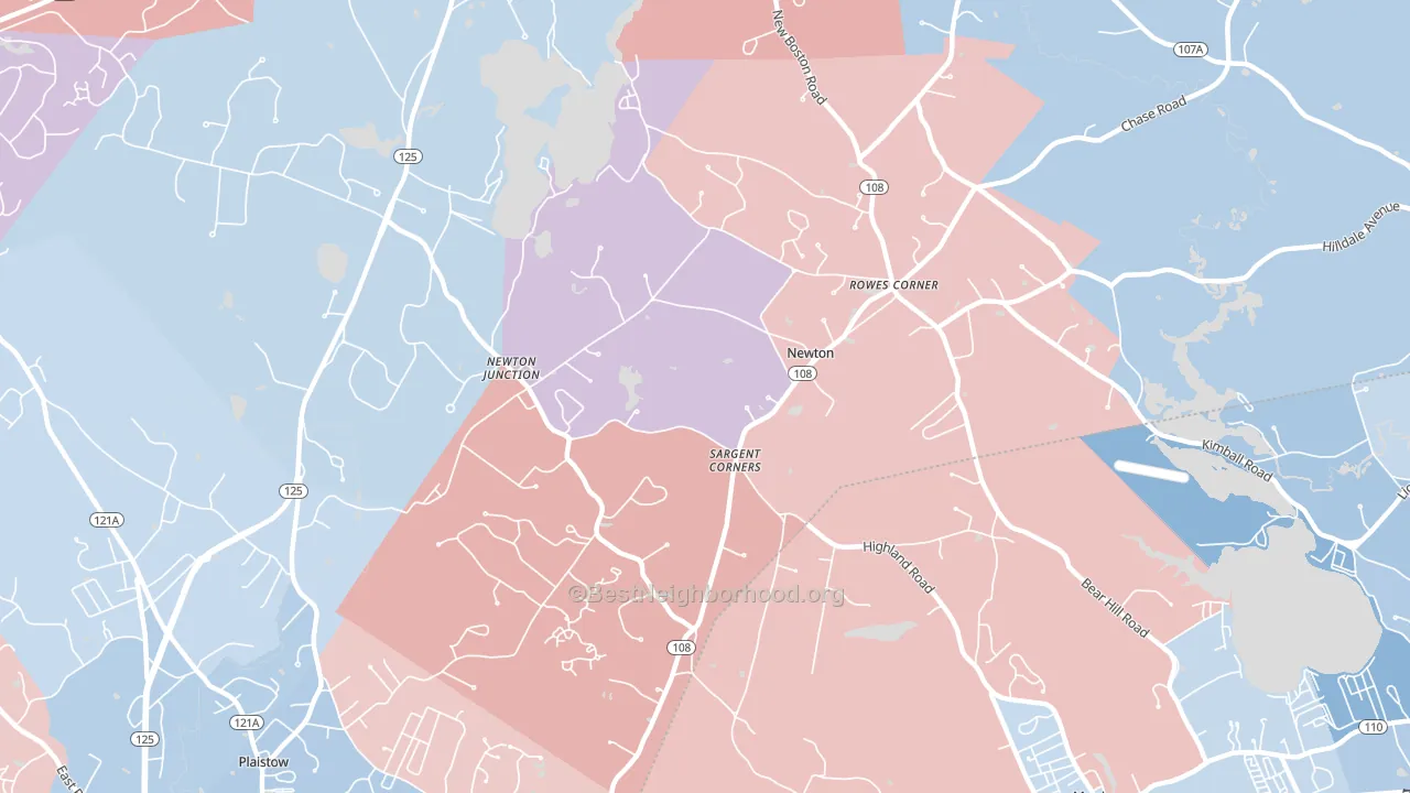 03858, NH block-group political-lean map