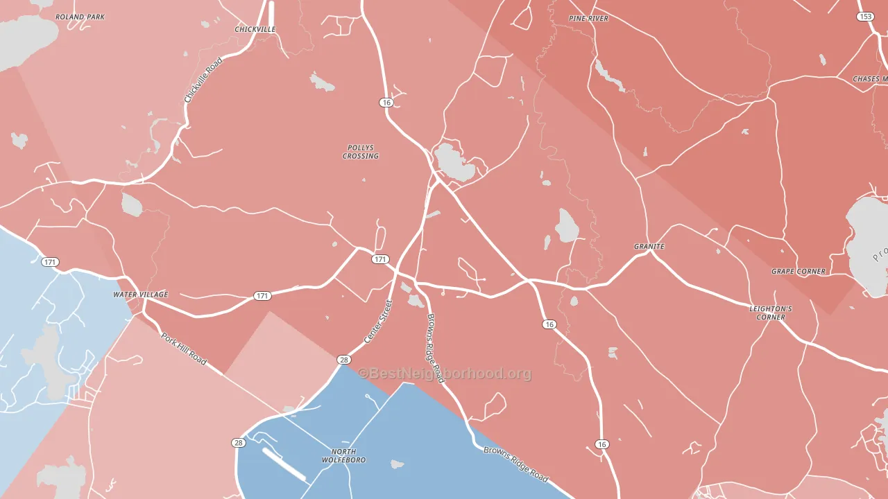03864, NH block-group political-lean map