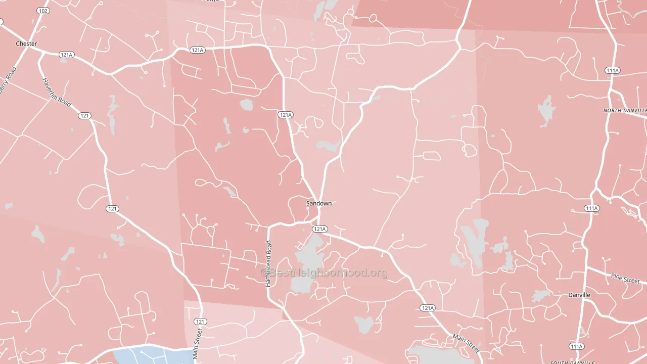 03873, NH block-group political-lean map