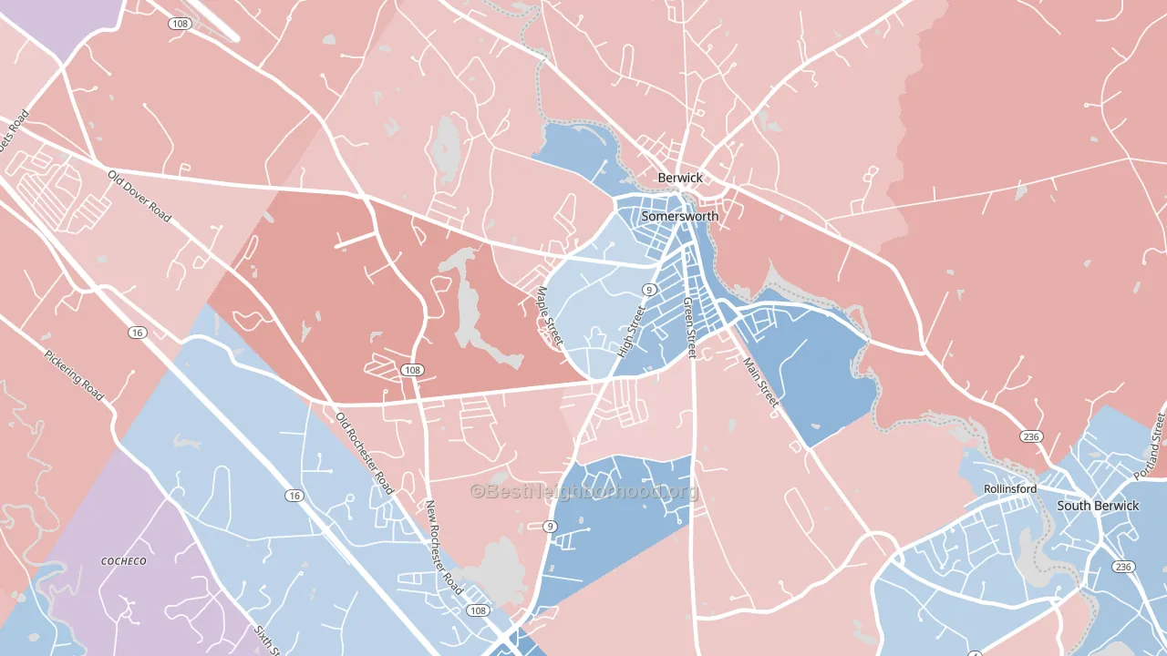 03878, NH block-group political-lean map