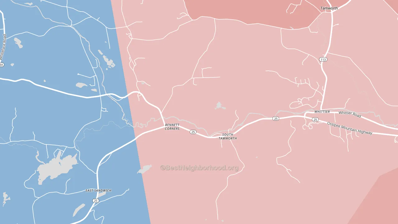 03883, NH block-group political-lean map