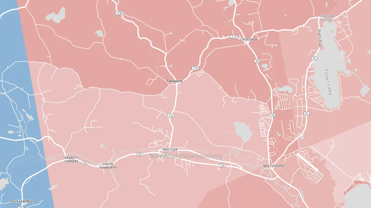 03886, NH block-group political-lean map