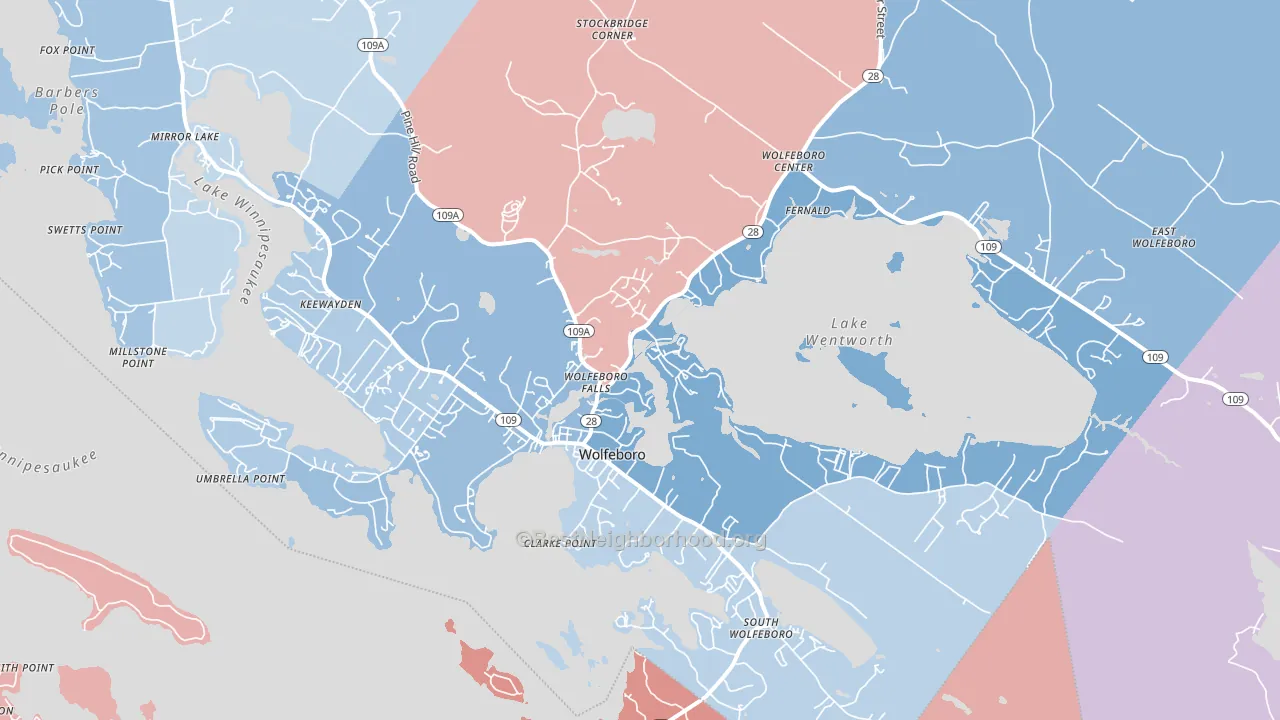 03894, NH block-group political-lean map