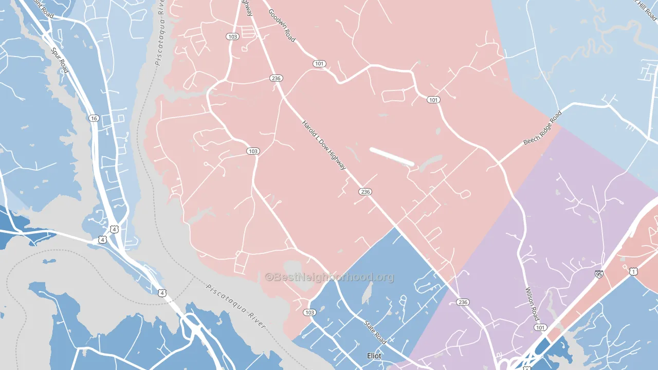 03903, ME block-group political-lean map