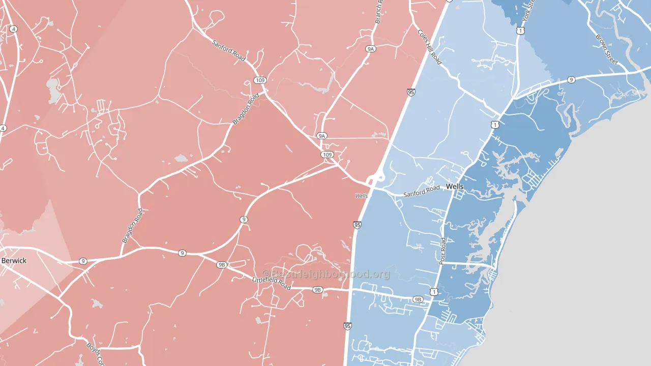 04090, ME block-group political-lean map