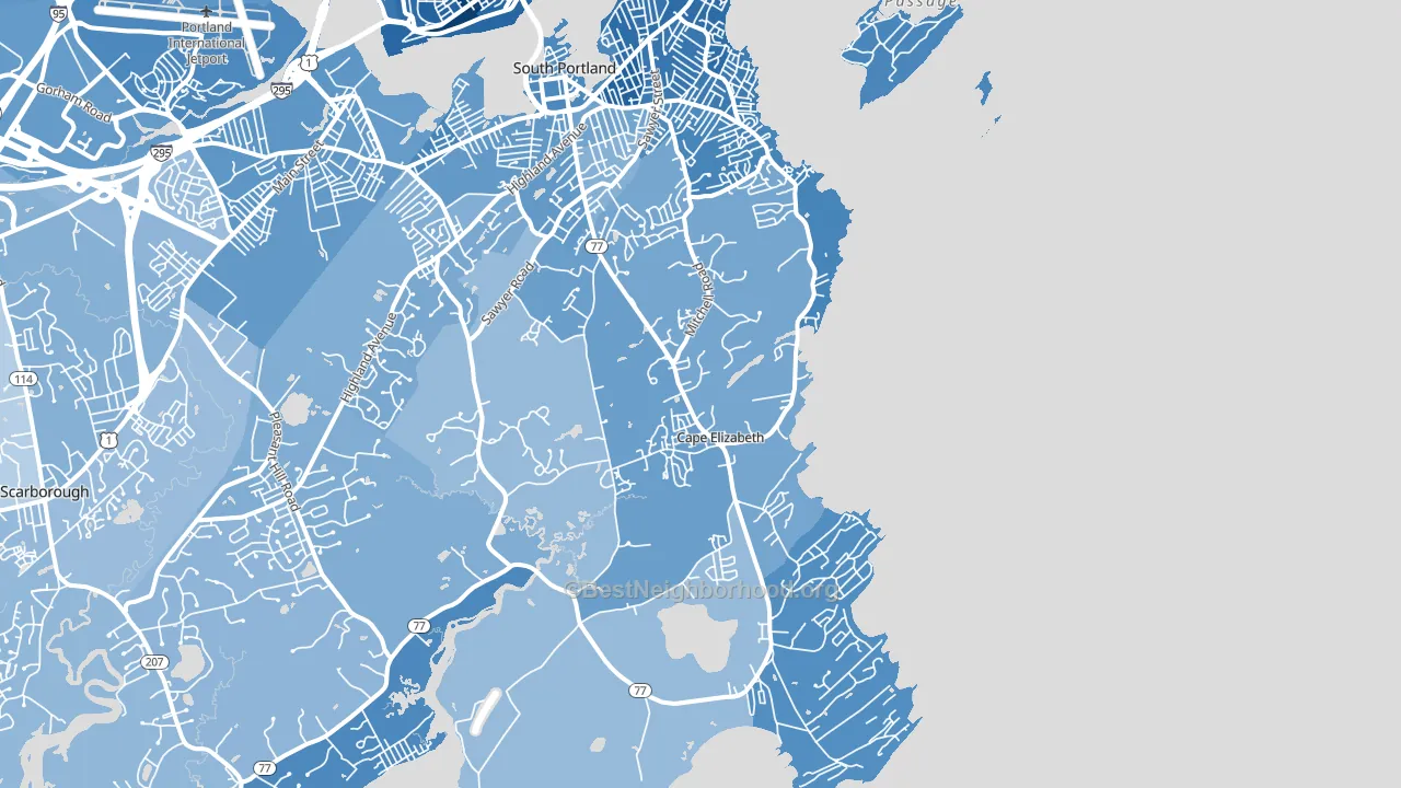 04107, ME block-group political-lean map