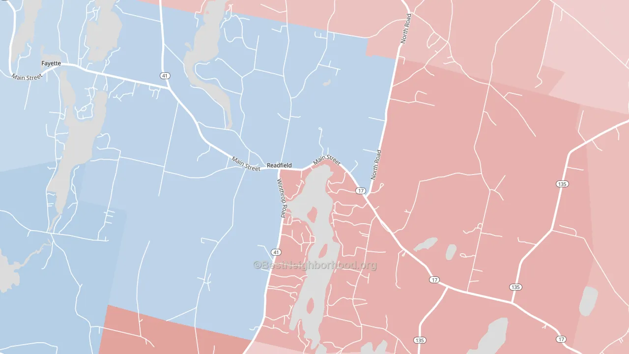 04355, ME block-group political-lean map