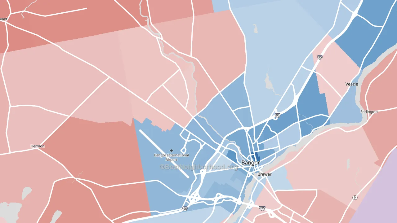 04401, ME block-group political-lean map