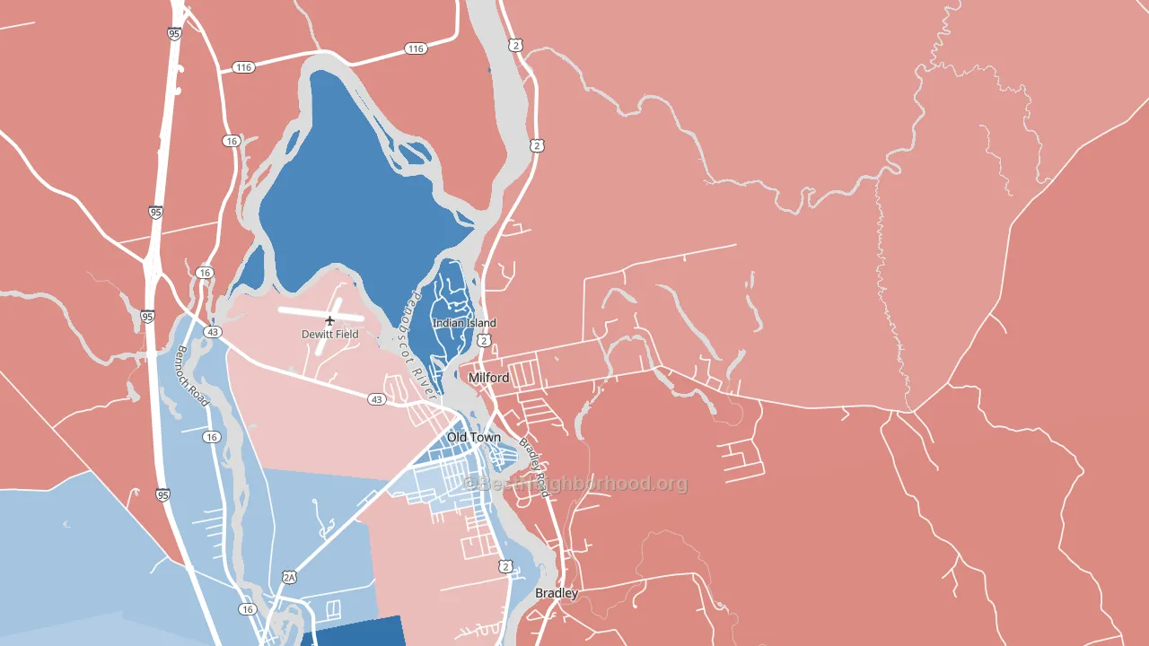04461, ME block-group political-lean map