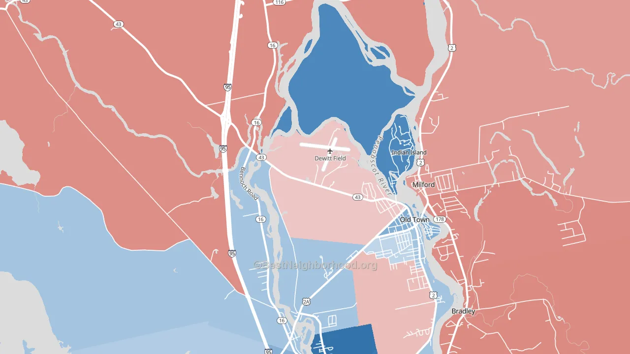 04468, ME block-group political-lean map
