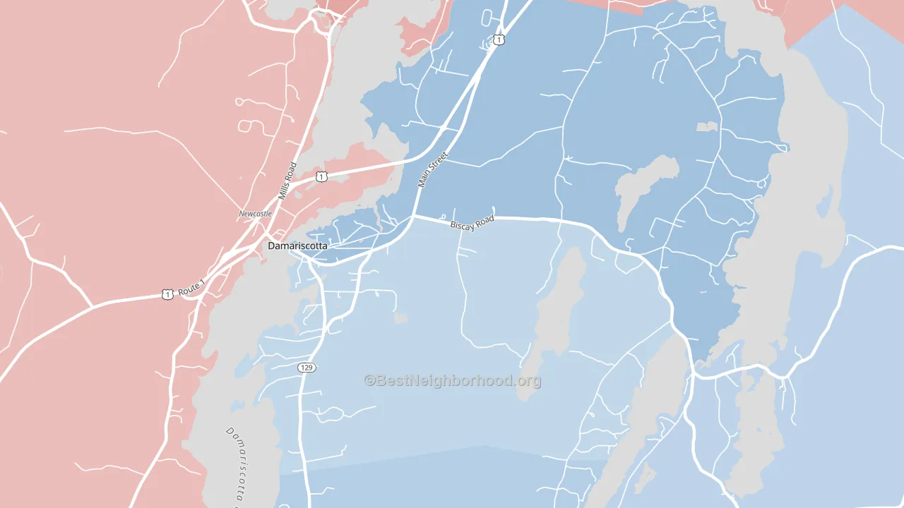 04543, ME block-group political-lean map
