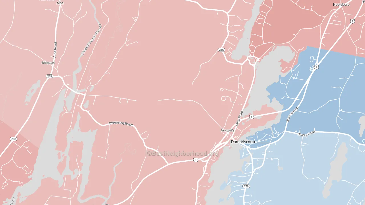04553, ME block-group political-lean map