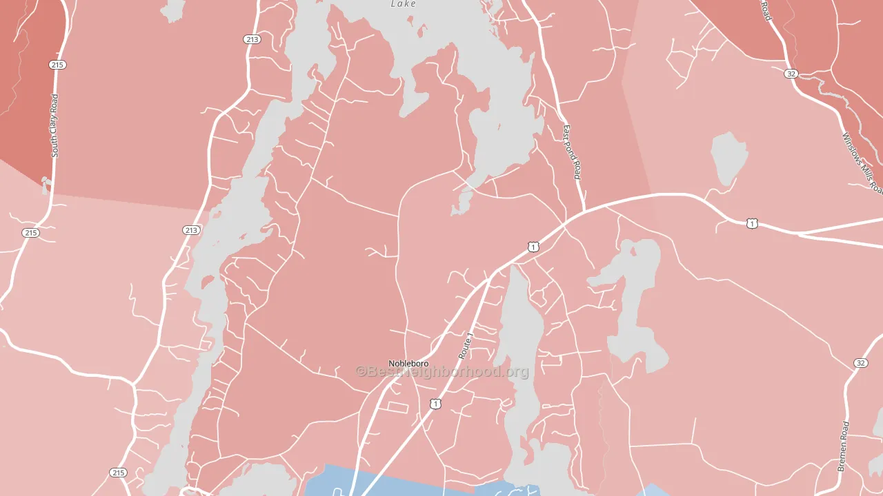 04555, ME block-group political-lean map