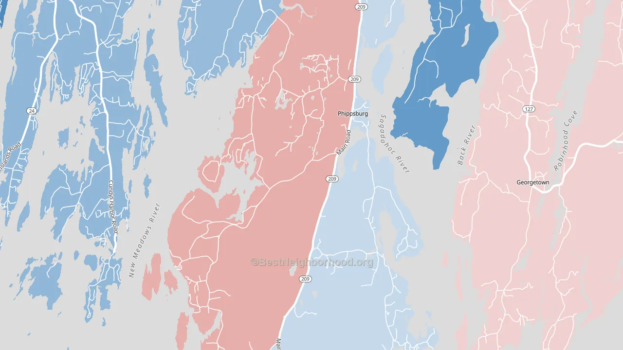 04562, ME block-group political-lean map