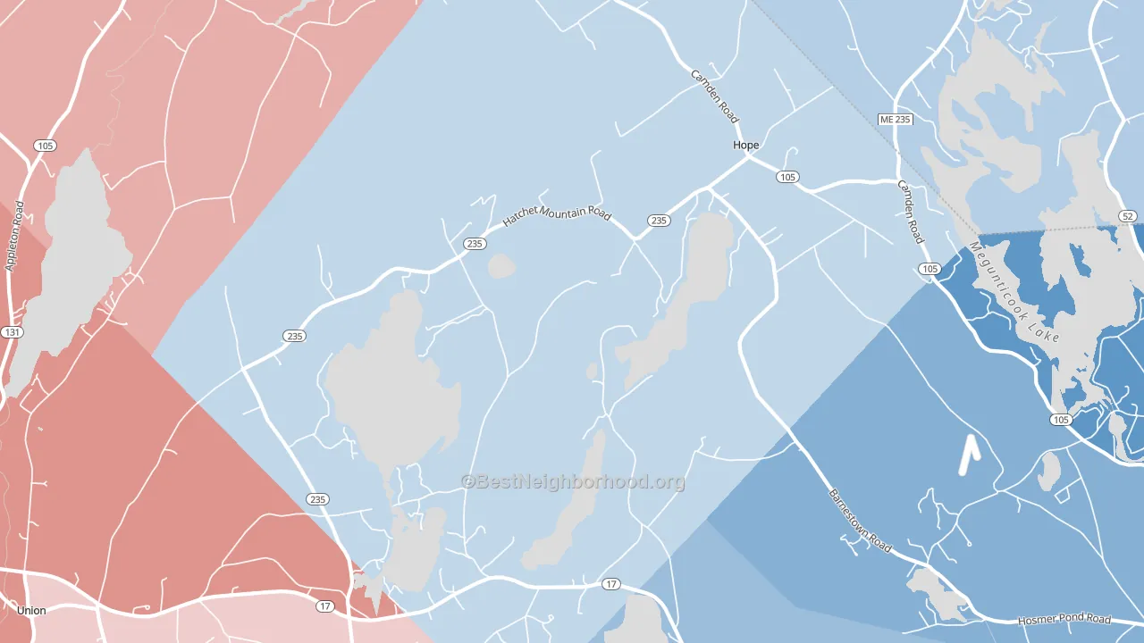 04847, ME block-group political-lean map