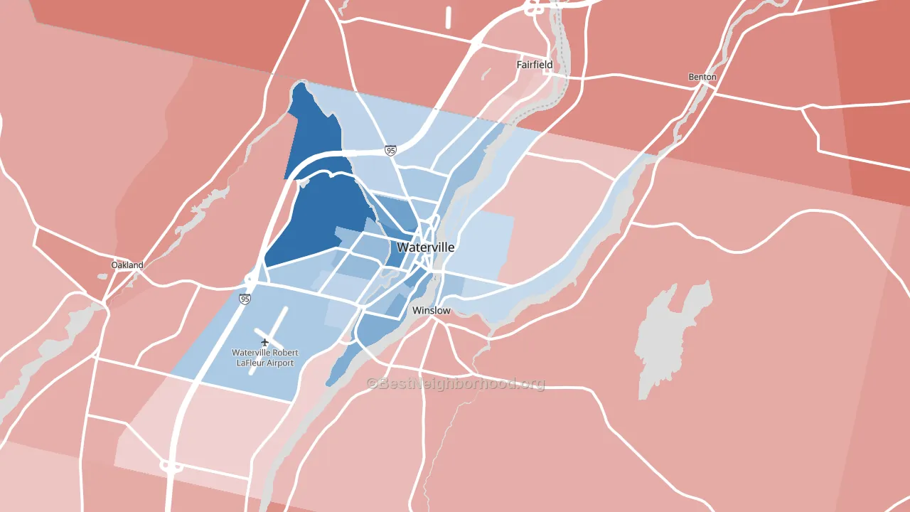 04901, ME block-group political-lean map
