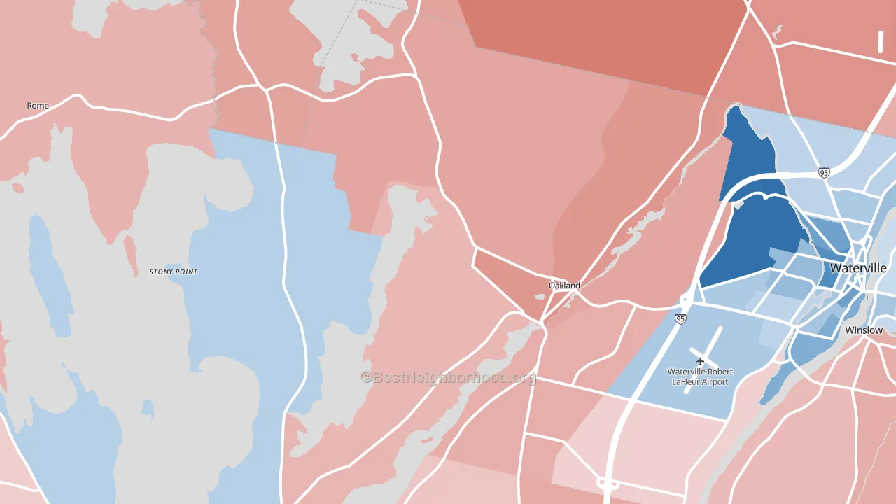 04963, ME block-group political-lean map