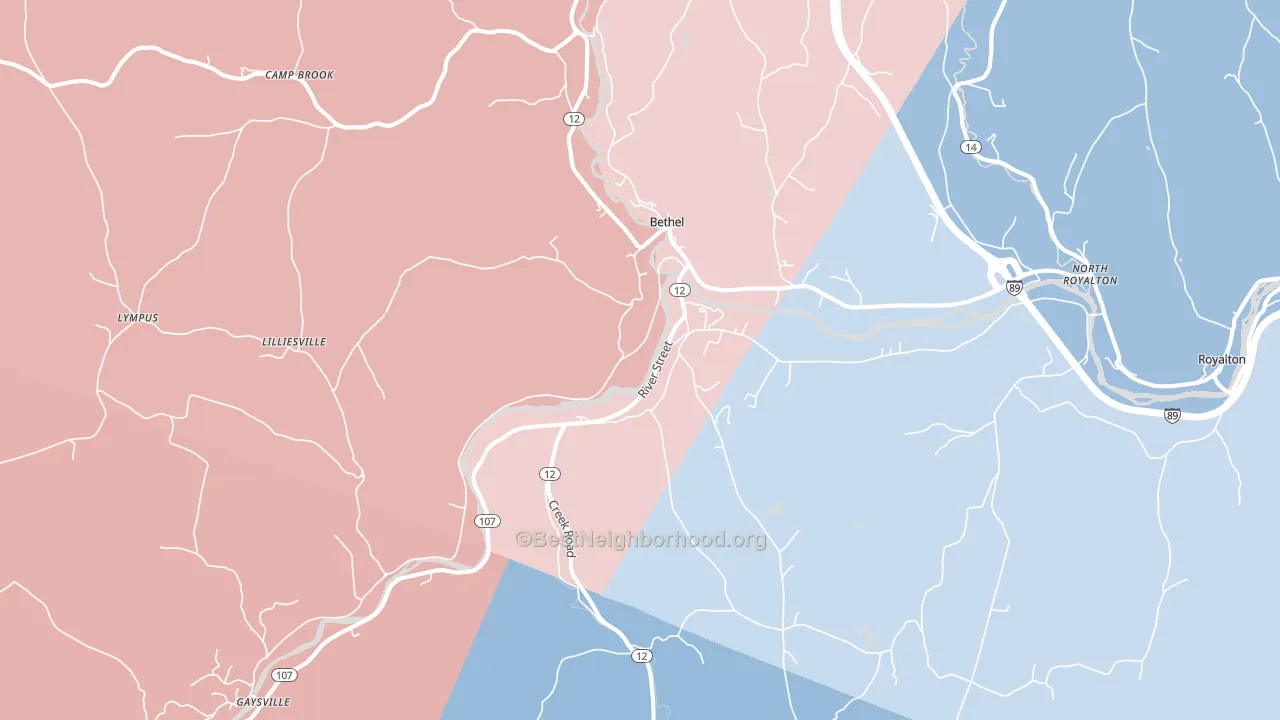 05032, VT block-group political-lean map
