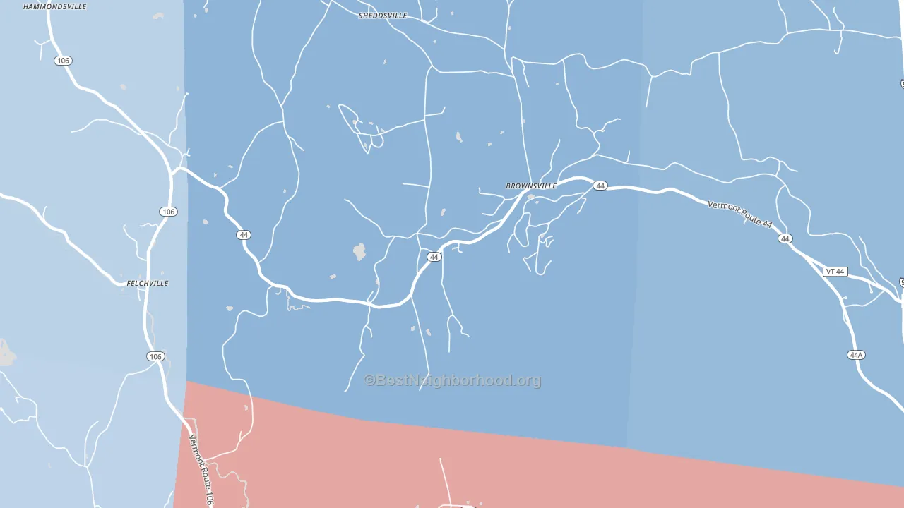 05037, VT block-group political-lean map